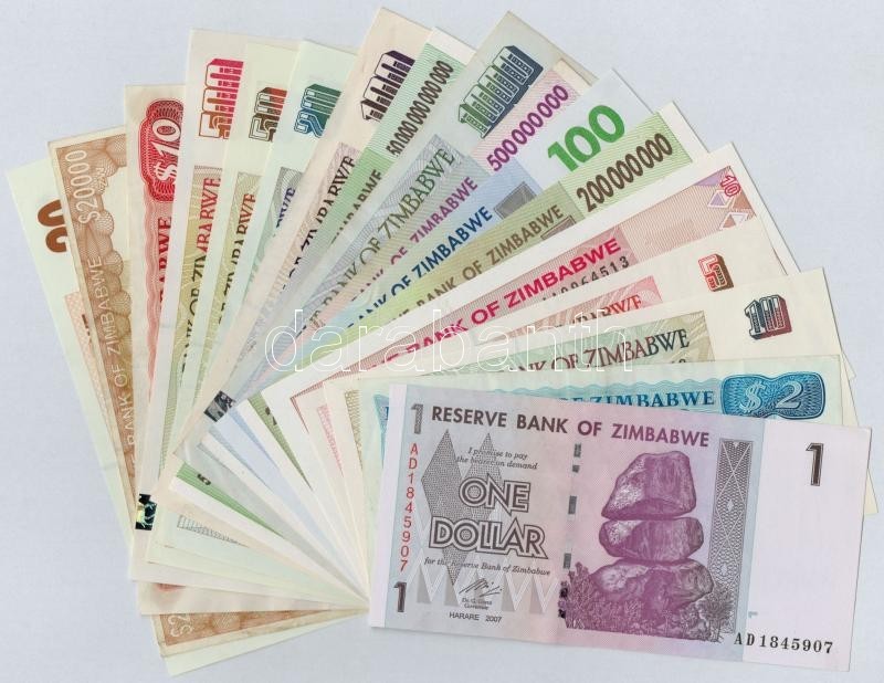 Zimbabwe 17db-os Bankjegy Tétel, Mind Különféle T:I-III-
Zimbabwe 17pcs Of Banknotes, All Different C:UNC-VG - Ohne Zuordnung