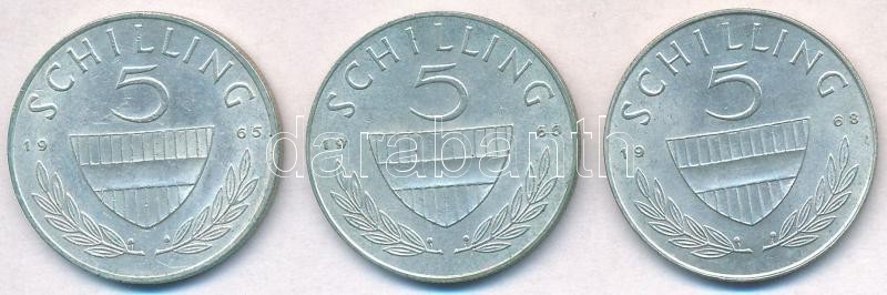 Ausztria 1965-1968. 5Sch Ag (3xklf) T:1-,2
Austria 1965-1968. 5 Schilling Ag (3xdiff) C:AU,XF - Ohne Zuordnung