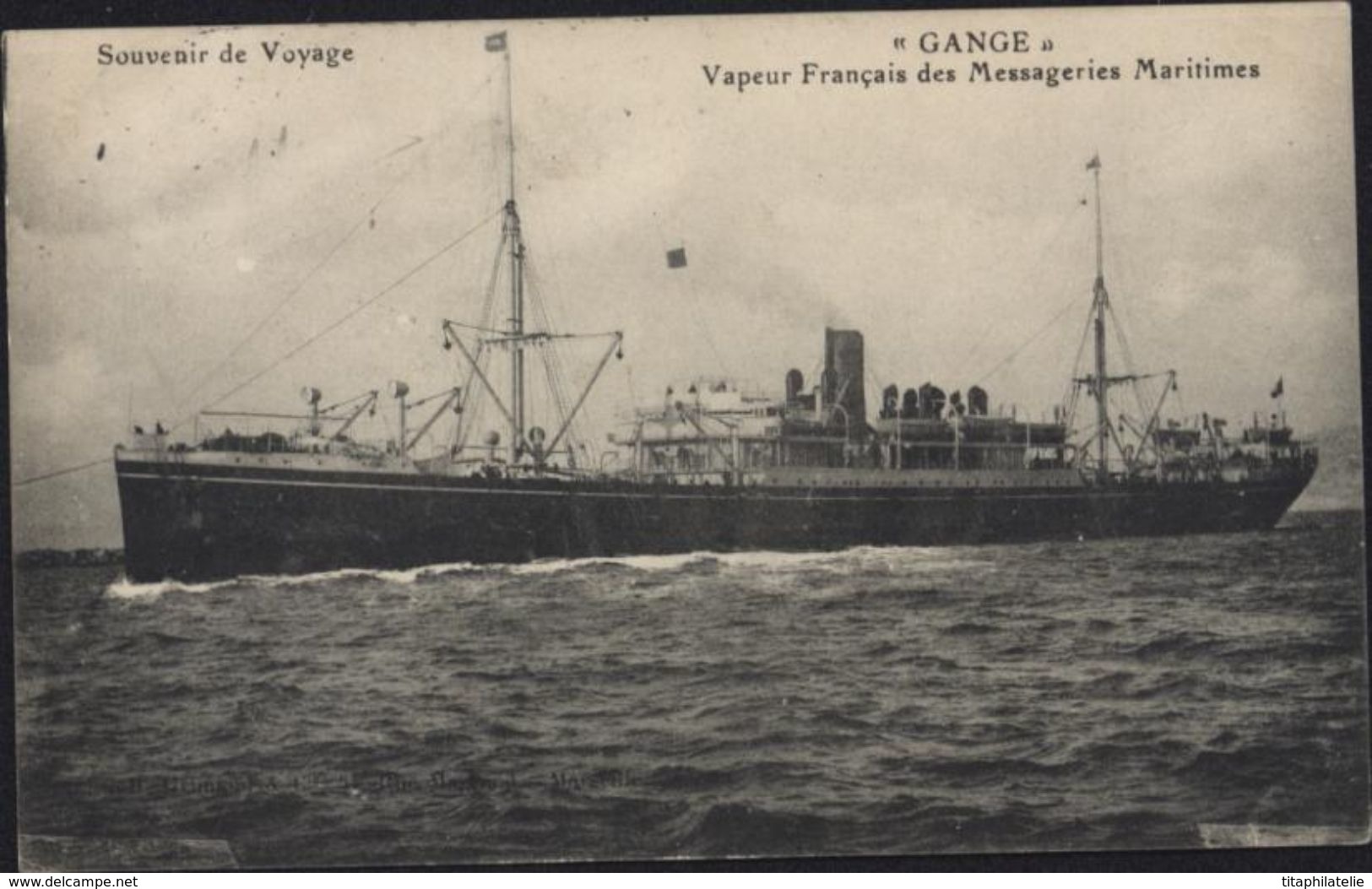 Sur CPA Gange Vapeur Français Des Messageries Maritimes CAD Correspondance CORR D'Armée Port Said 6 Nov 1913 - Gebruikt