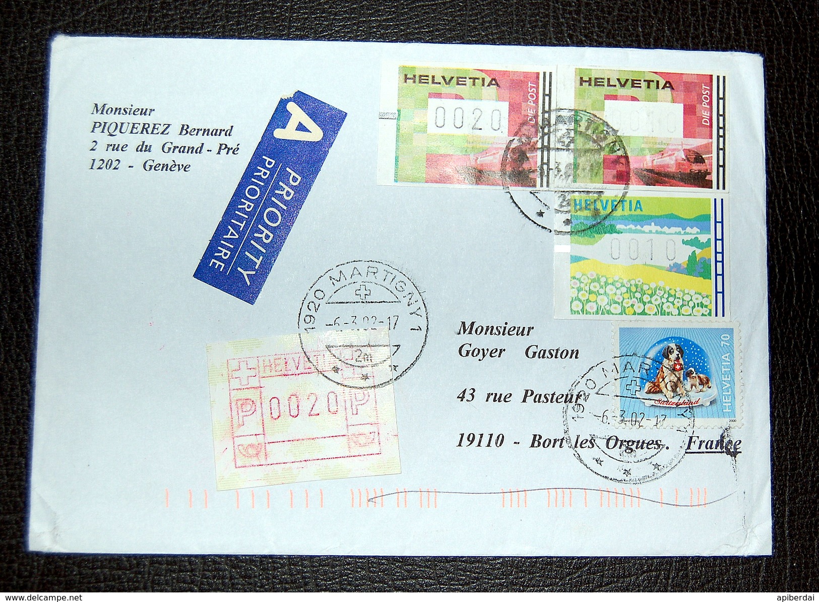 Suisse - Lettre 2002 Avec Timbres D'automate + Lettre ATM 1996 - Sellos De Distribuidores