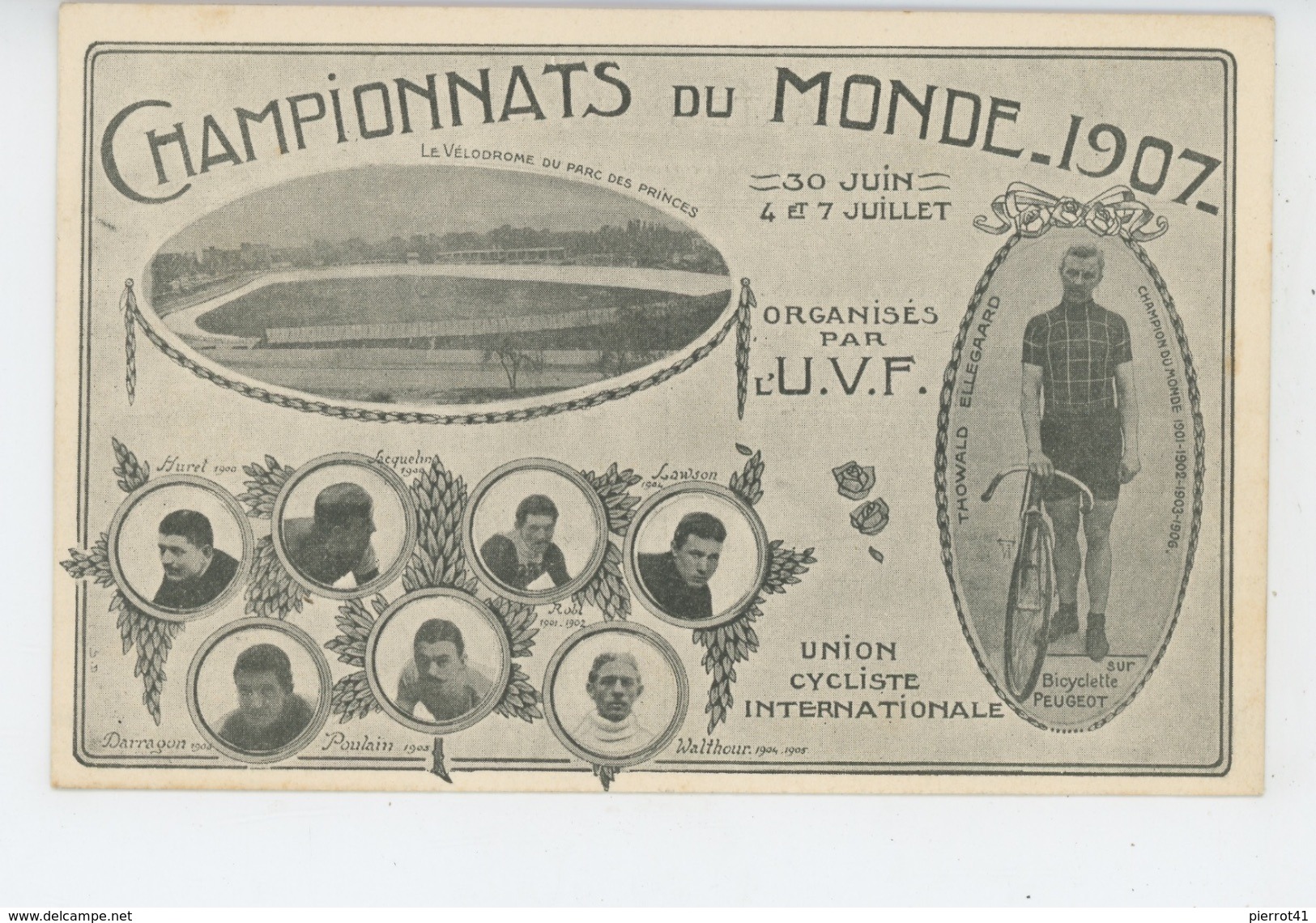 CYCLISME - CHAMPIONNATS DU MONDE 1907 - Vélodrome Du Parc Des Princes, Portrait De THOWALD ELLEGAARD Champion Du Monde - Ciclismo