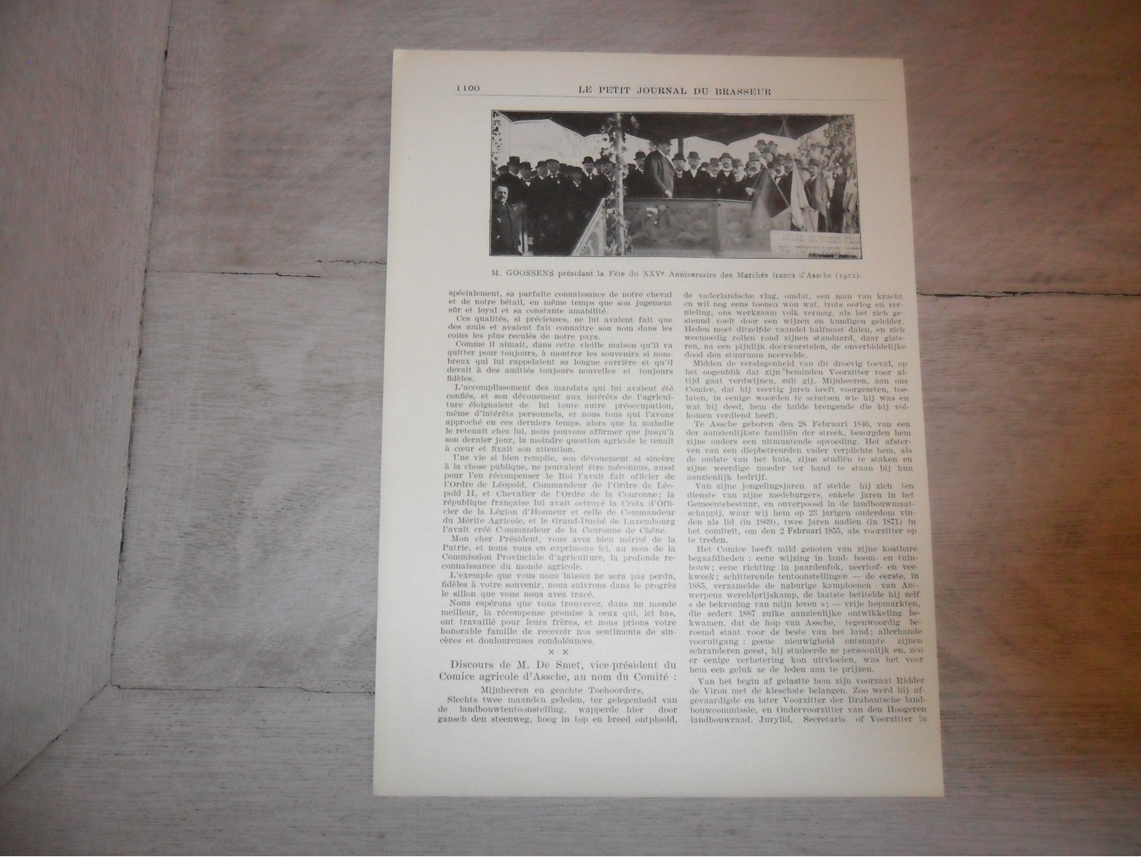 Origineel Knipsel ( 1084 ) Uit Tijdschrift " Journal Du Brasseur "  6 Blz. Marché D' Assche  Asse  1924 - Publicités