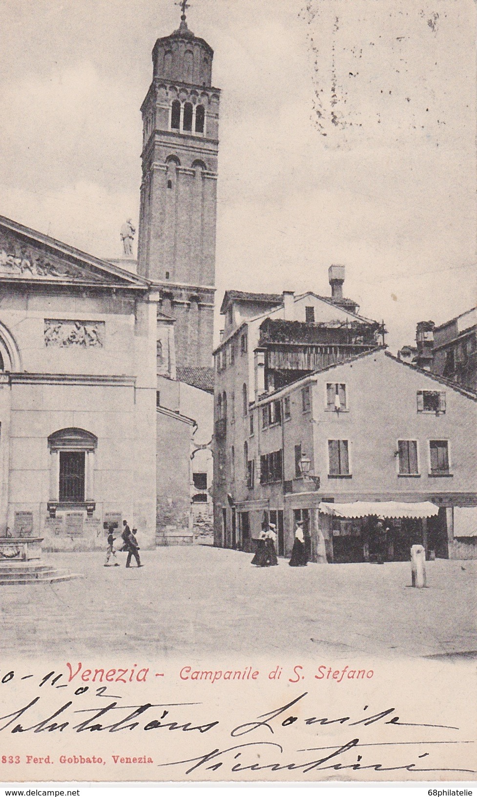 ITALIE 1902 CARTE POSTALE DE VENEZIA   CAMPANILE DE S. STEFANO - Venetië (Venice)