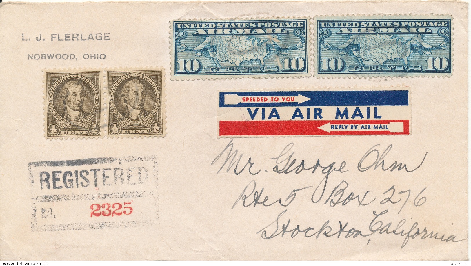 USA Registered Cover Good Franked Sent To California 13-10-1942 - Covers & Documents