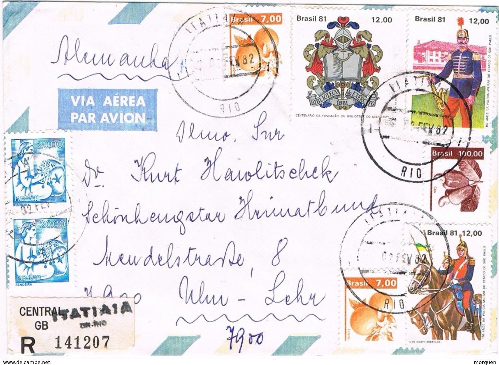 27006. Carta Aerea  Certificada ITATIAIA (Rio) Brasil 1982 To Germany - Briefe U. Dokumente