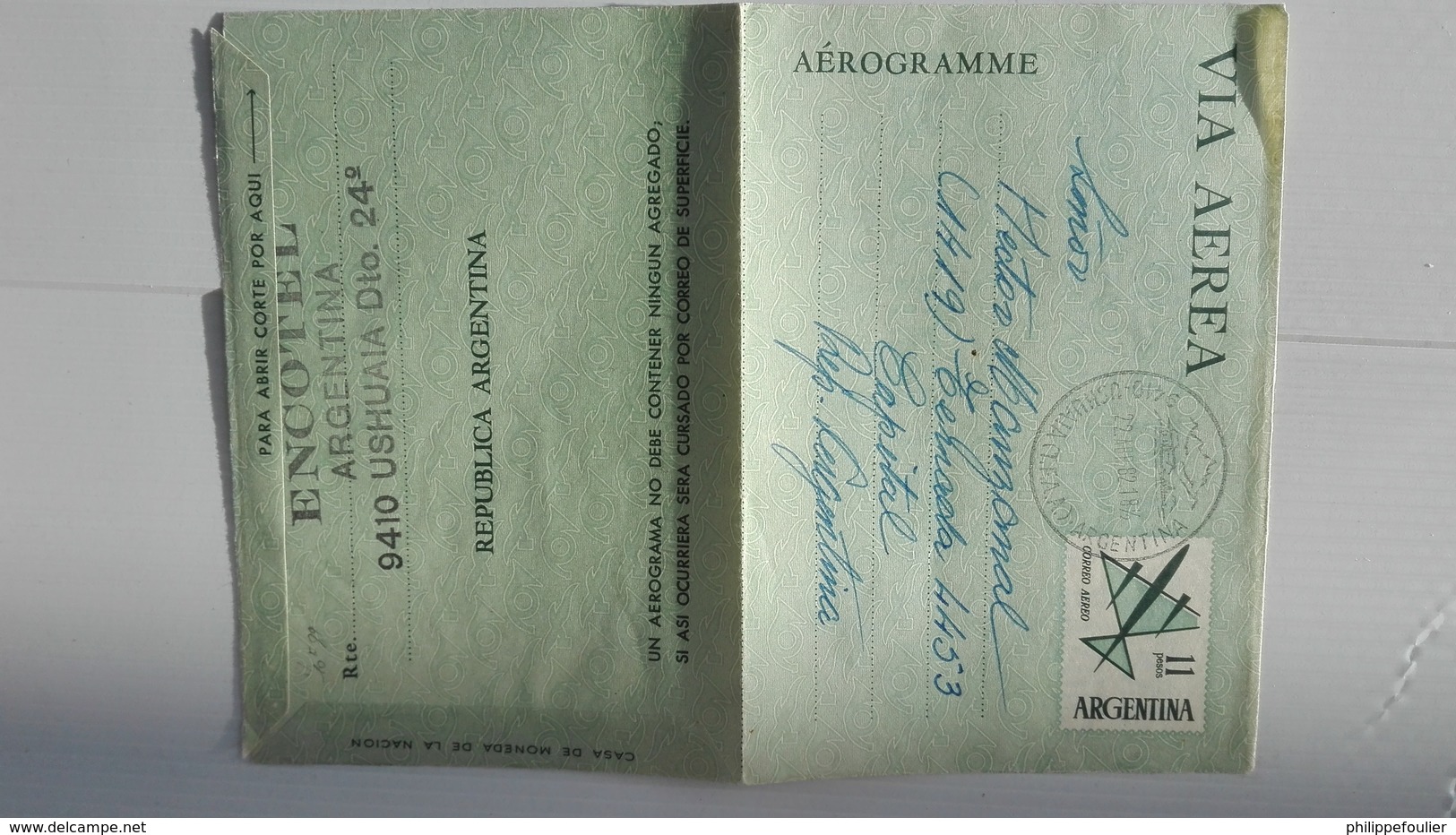 AEROGRAMME Argentine Ushuaia 1982 - Airmail