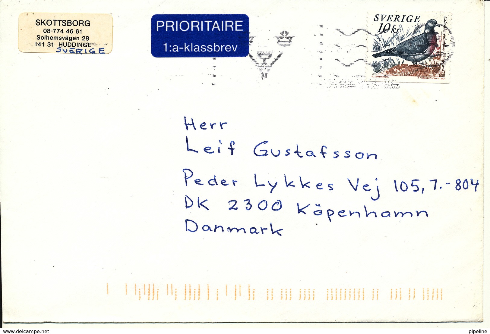 Sweden Cover With BIRD Stamp Sent To Denmark - Storia Postale