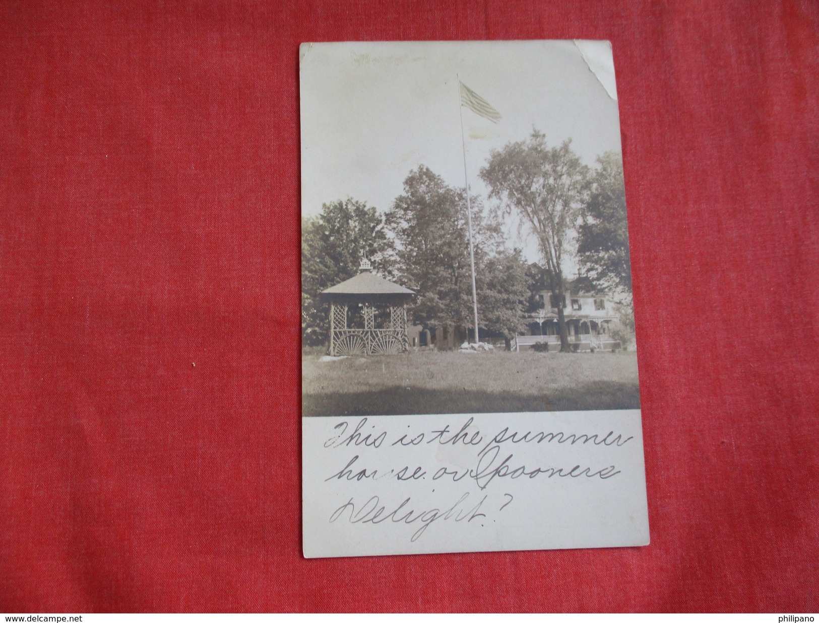 RPPC To ID Summer House Spooners Delight  US Flag   Ref 2795 - To Identify