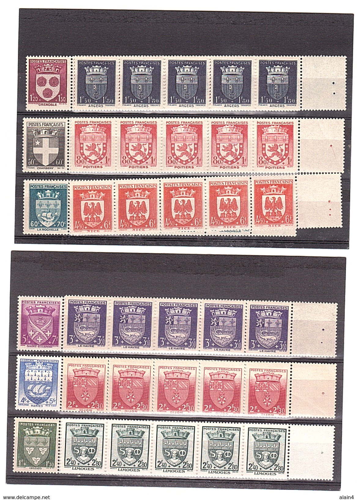 Timbres français semi modernes sans charnière