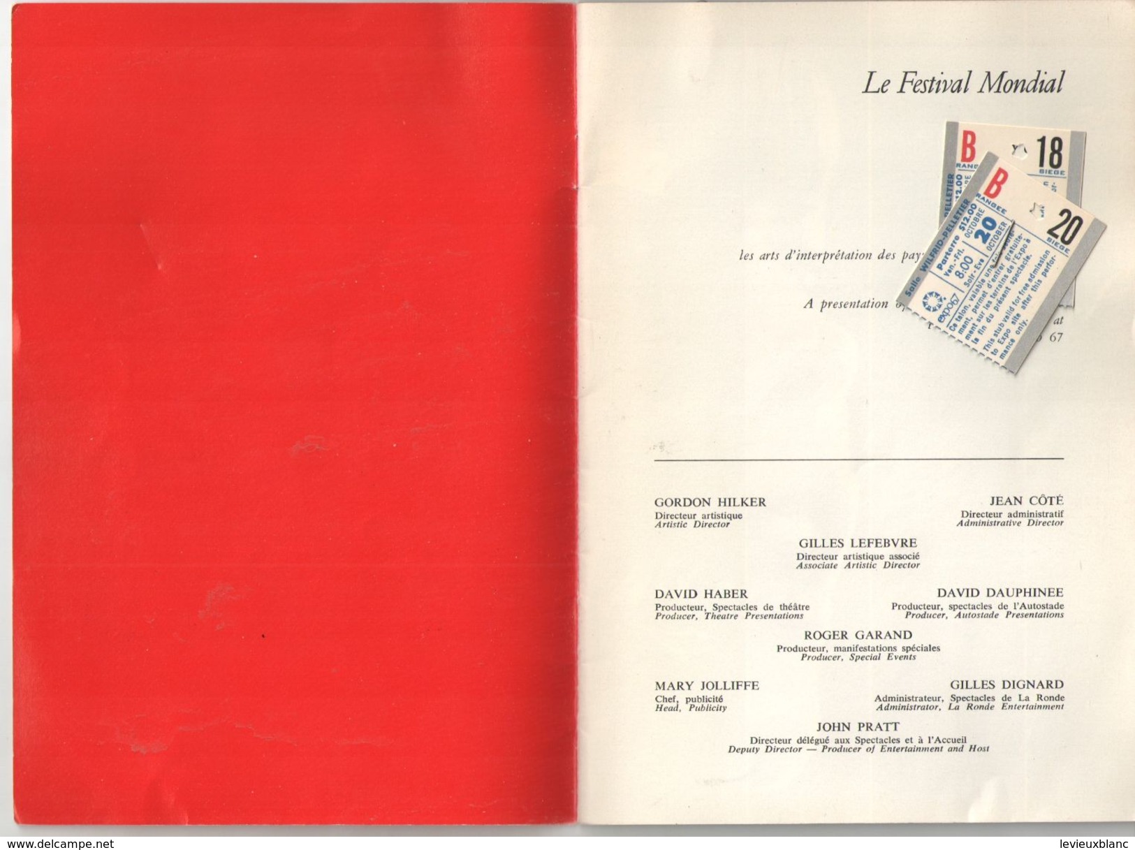 Fascicule/Festival Mondial/Expo Universelle &Internationale/Montréal67/Canadian Opéra Company/Hoffmann/1967      PROG158 - Programmes