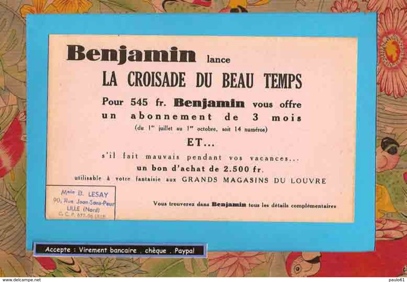 BUVARD / BLOTTER  ::  BENJAMIN  La Croisade Du Temps - Papeterie