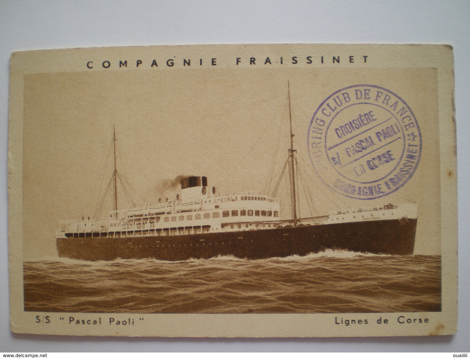 Cpa, Compagnie Fraissinet, S/S "Pascal Paoli", Lignes De Corse - Paquebots