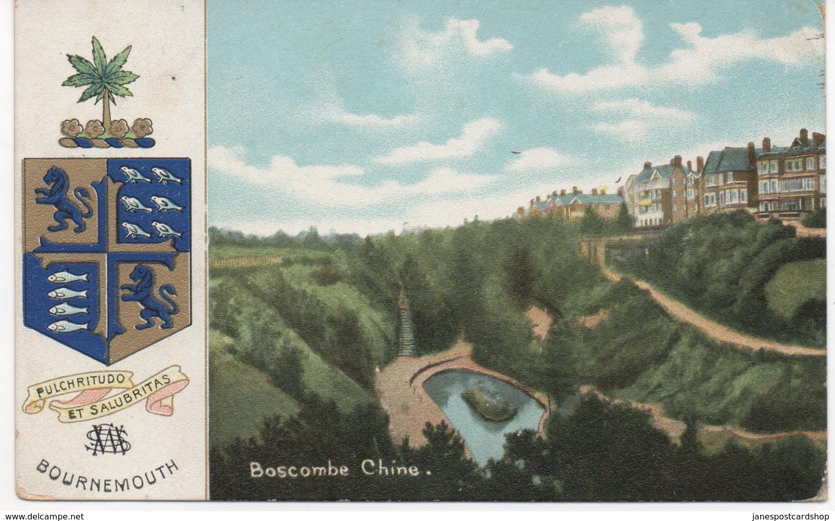 BOSCOMBE CHINE - WITH BOURNEMOUTH COAT OF ARMS - C1912 - Bournemouth (until 1972)