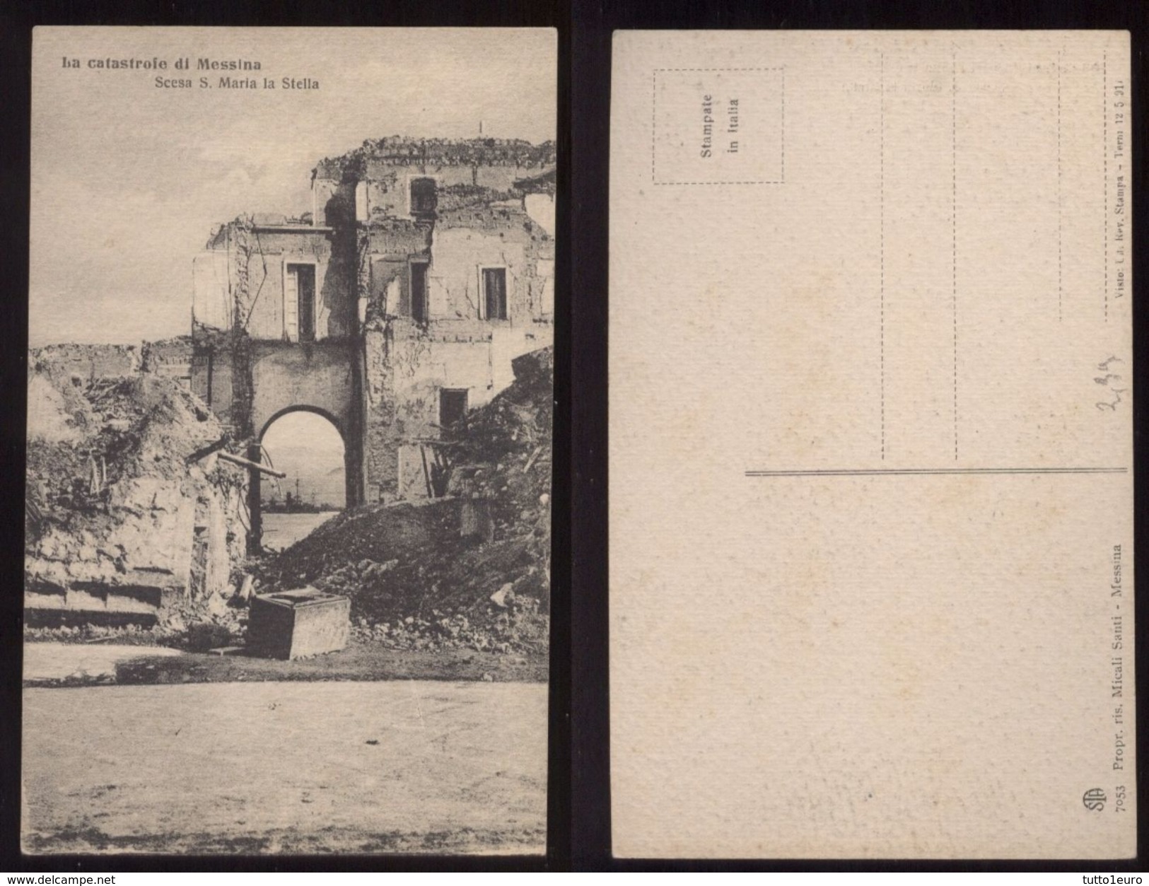 MESSINA - INIZI 900 - TERREMOTO DEL 1908 - SCESA S.MARIA LA STELLA - Catastrofi