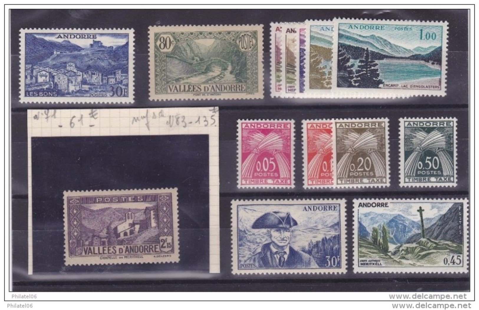 ANDORRE  BONS TIMBRES NEUFS SANS CHARNIERES  COTE 360 EUROS - Collections