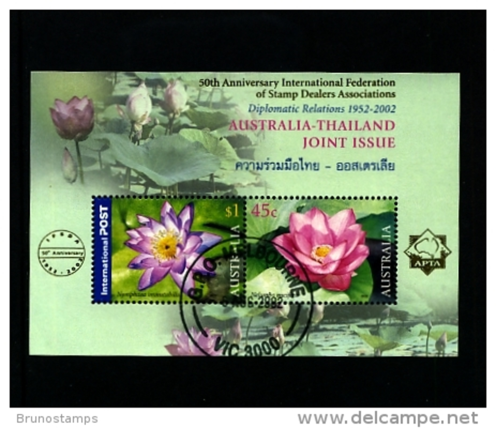 AUSTRALIA - 2002  AUSTRALIA-THAILAND  JOINT ISSUE  MS OVERPRINTED  IFSDA  FINE USED - Blocchi & Foglietti