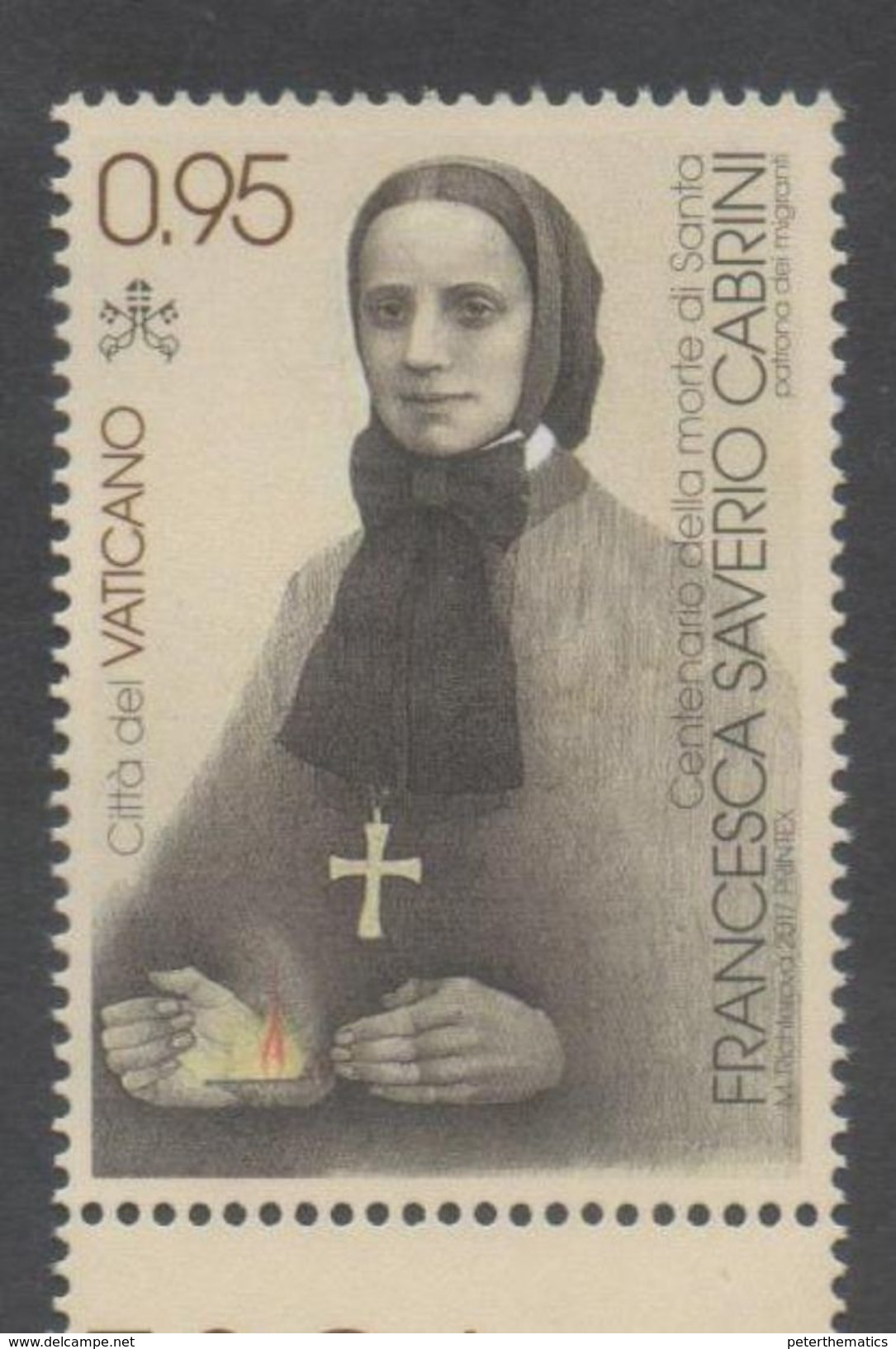 VATICAN, 2017, MNH, DEATH OF S. FRANCESCA SAVERIO CABRINI,1v - Easter