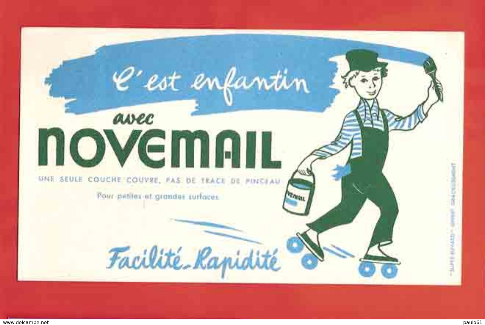 BUVARD / BLOTTER  : NOVEMAIL  C'est Enfantin Bleu (enfant Sur Des Patins A Roulelettes ) - Paints