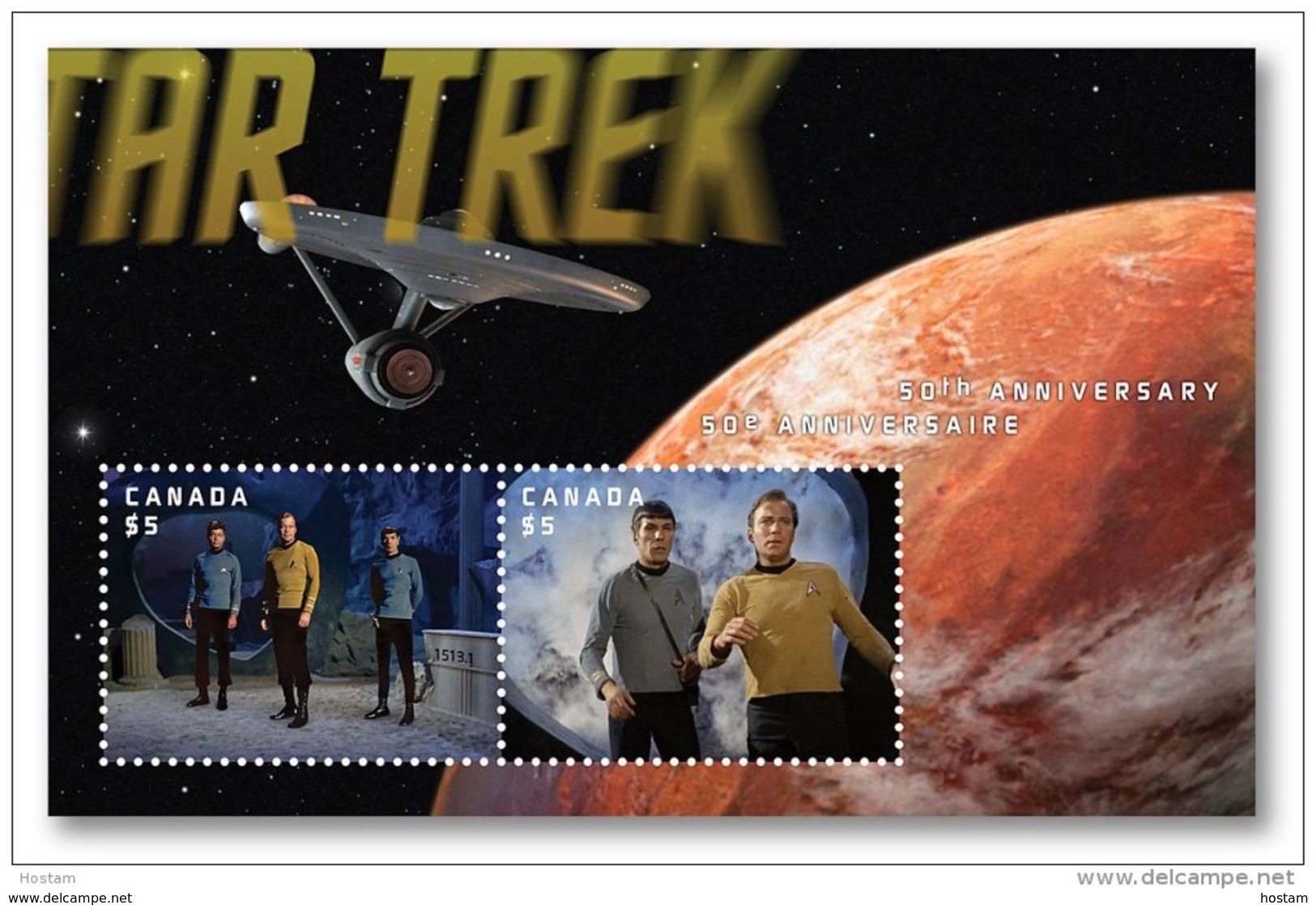 CANADA , 2016, STAR TREK 50th Anniversary  2 $5.00,   LENTICULAR SS - Blocks & Sheetlets