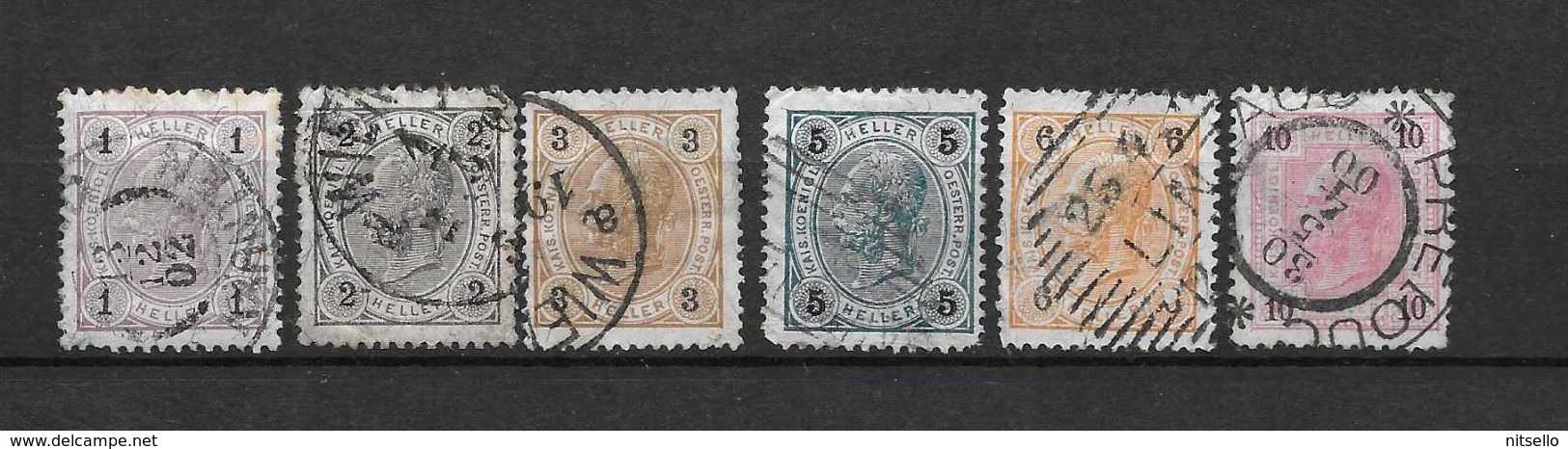 LOTE 1556   ///  AUSTRIA 1899  YVERT Nº:  65/70 - Gebraucht