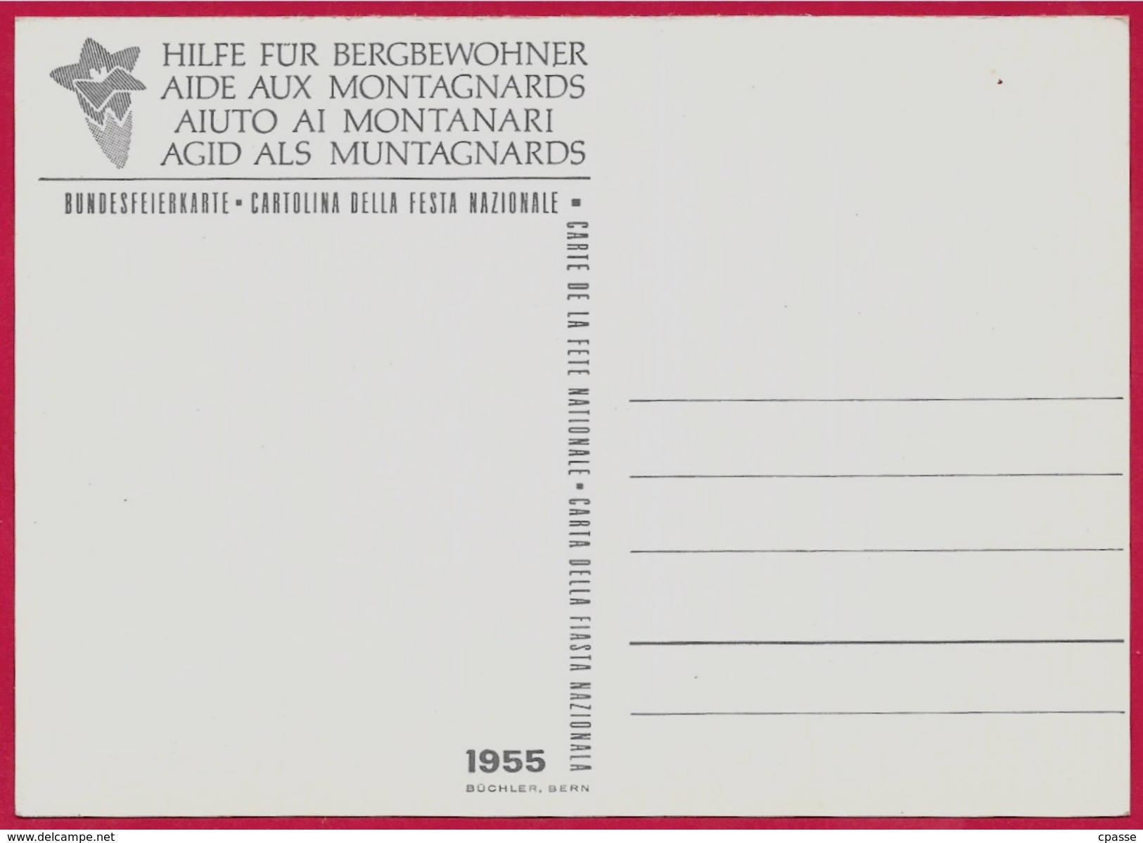 CPSM  SUISSE 1955 "Aide Aux Montagnards" Fête Nationale - Bundesfeierkarte - Festa Nazionale * Montagne Troupeau Lait - Mon
