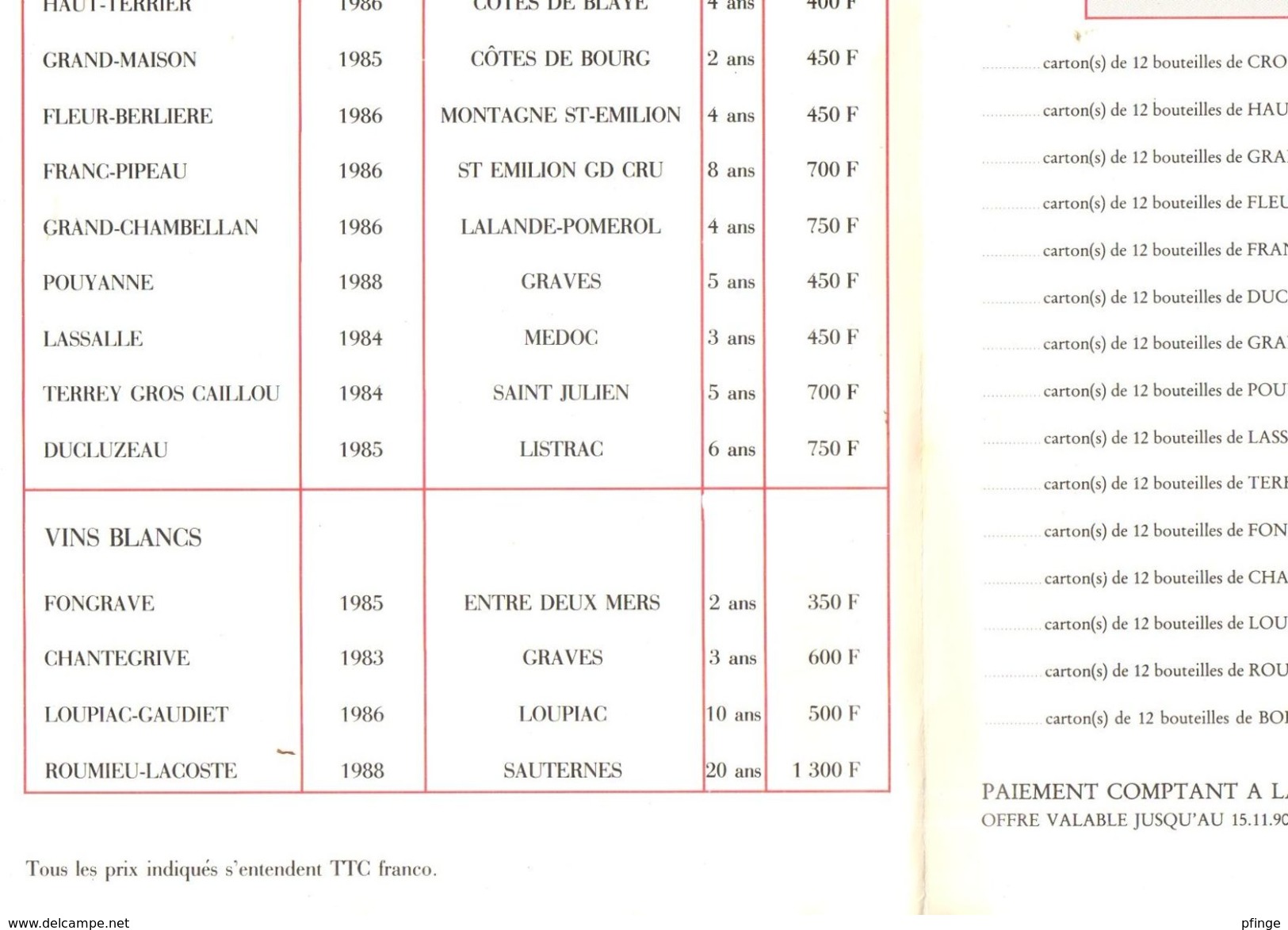 L'intendant De L'hôtel Des Vins - Septembre 1990 - Non Classificati