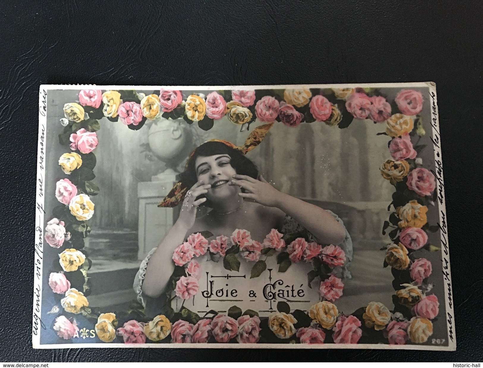 267 - Joie & Gaîté (femme Heureuse Cadre Fleuri) - 1904 Timbrée - Silhouetkaarten