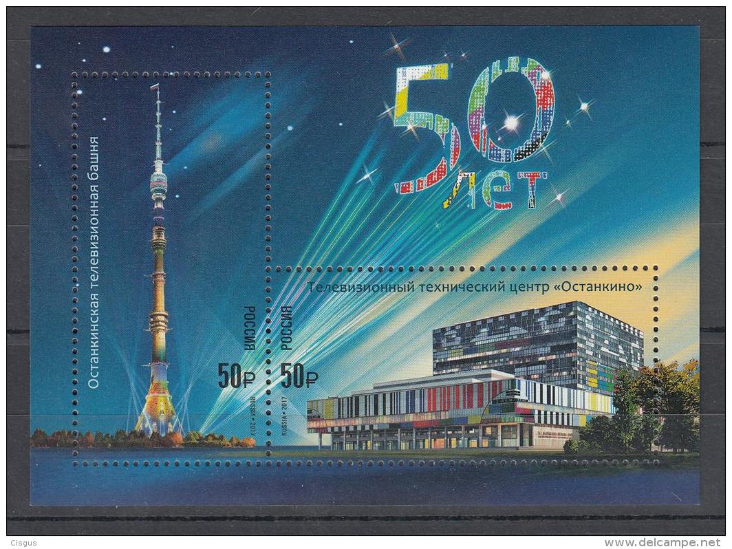 Russland Russia 2017 MNH ** Mi Nr.2501-02 Bl.252 50th Anniversary Of The Ostankino TV Tower - Neufs