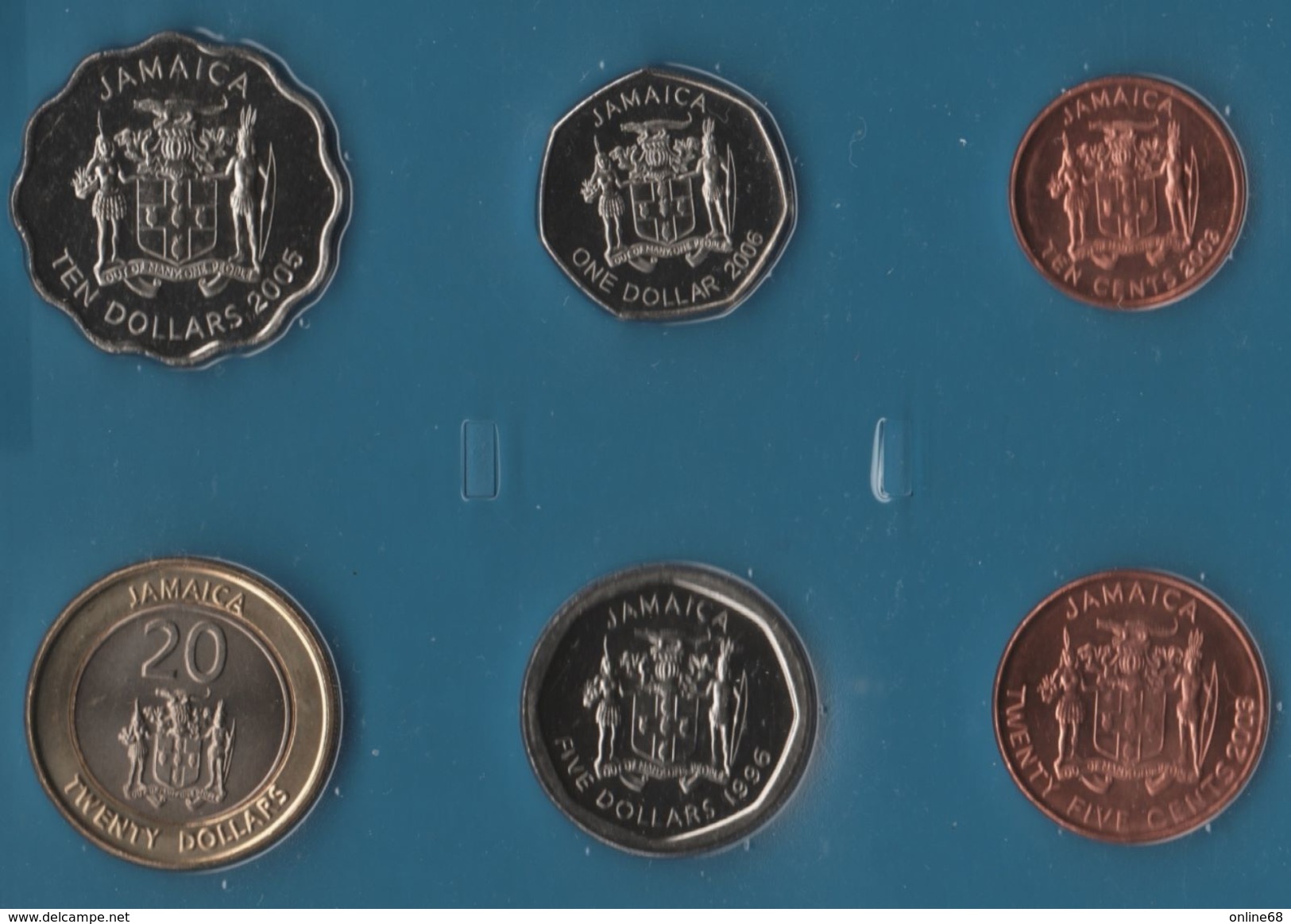 JAMAICA COIN SET 6 MONNAIES 10 CENTS - 20 DOLLARS 1996 - 2006 BIMETAL - Jamaique