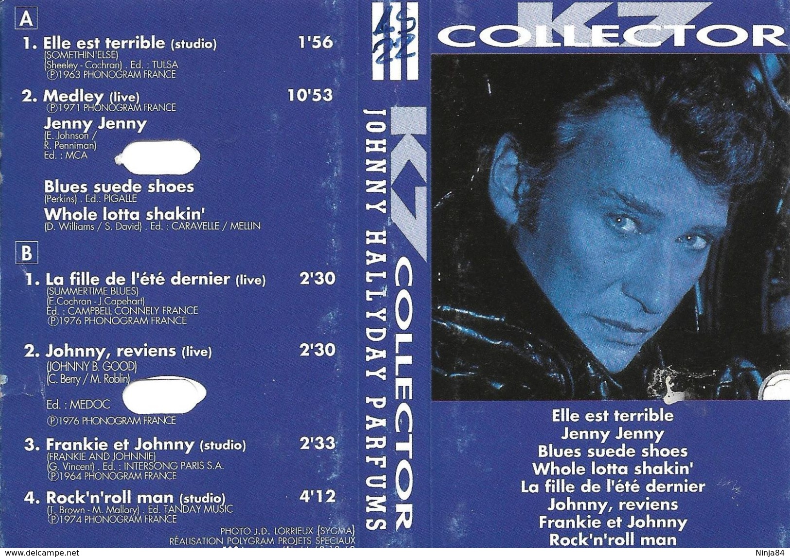 K7 AUDIO Johnny Hallyday / Perkins / Cochran / Berry /  Vincent / Mallory " Parfums / K7 Collector " Promo Europe - Casetes