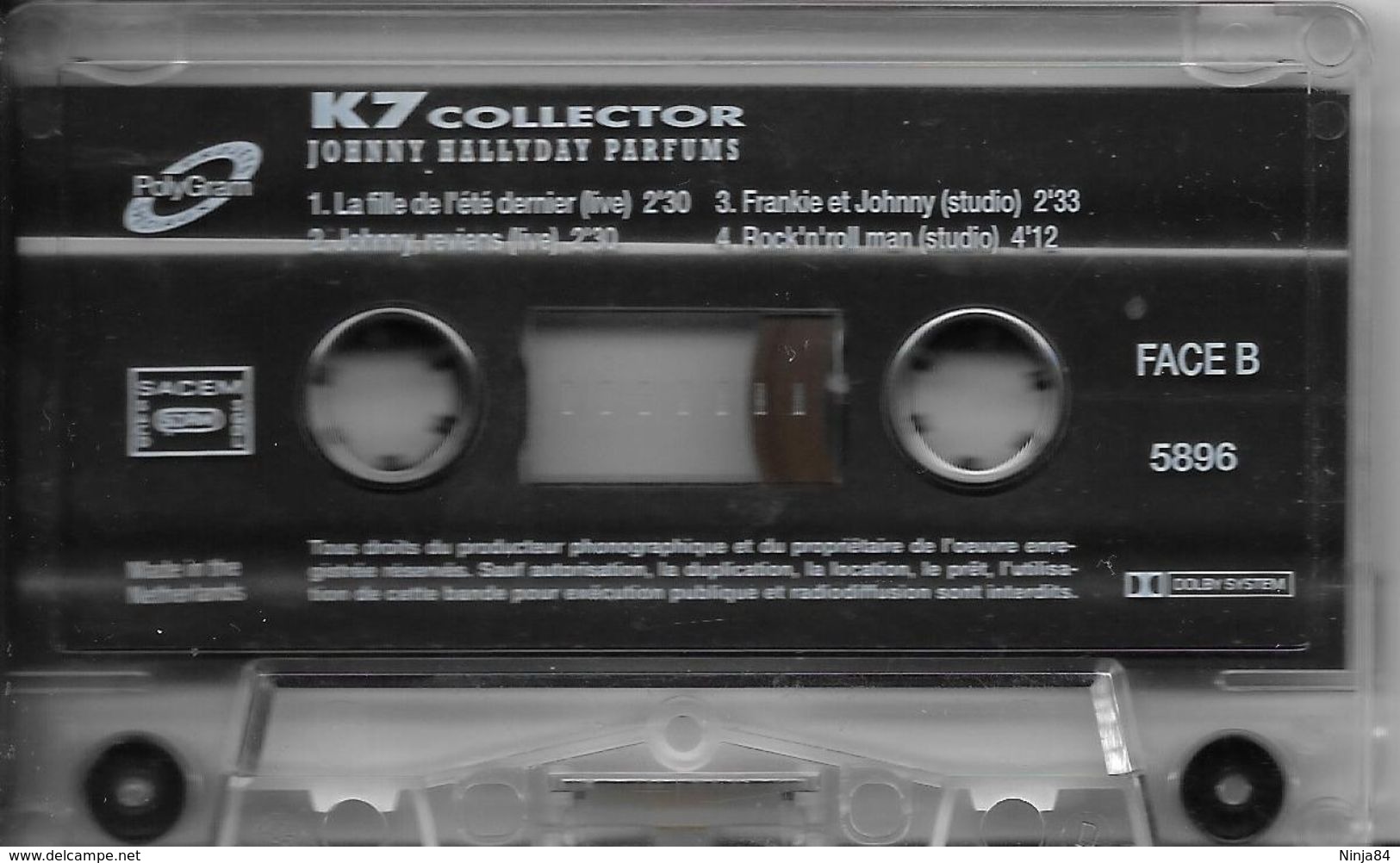 K7 AUDIO Johnny Hallyday / Perkins / Cochran / Berry /  Vincent / Mallory " Parfums / K7 Collector " Promo Europe - Casetes