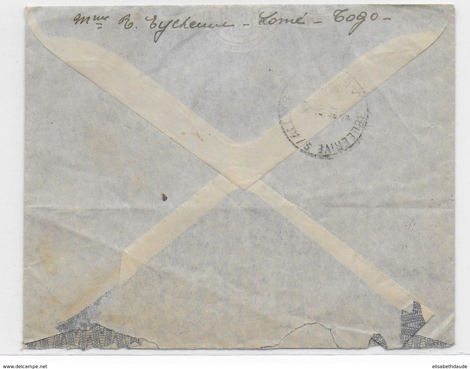 1940 - TOGO - ENVELOPPE Par AVION Avec CENSURE De LOME => BELLERIVE SUR ALLIER - Storia Postale