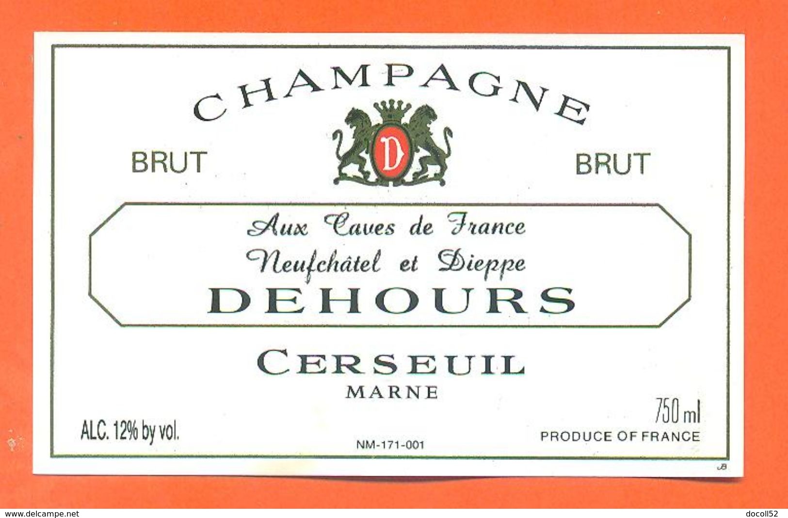 Etiquette De Champagne Brut Dehours à Cerseuil - 75 Cl - Champagne