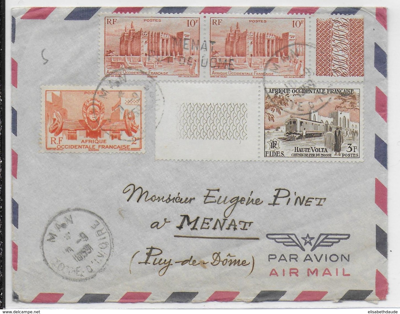 AOF - 1959 - COTE D'IVOIRE - ENVELOPPE Par AVION De MAN => MENAT - Covers & Documents