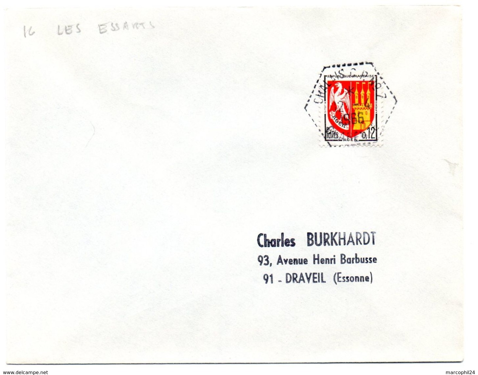 CHARENTE - Dépt N° 16 = CHALAIS CP N° 7 1966 =  CACHET  HEXAGONAL G7 = CIRCUIT Correspondant Postal LES ESSARDS - Bolli Manuali