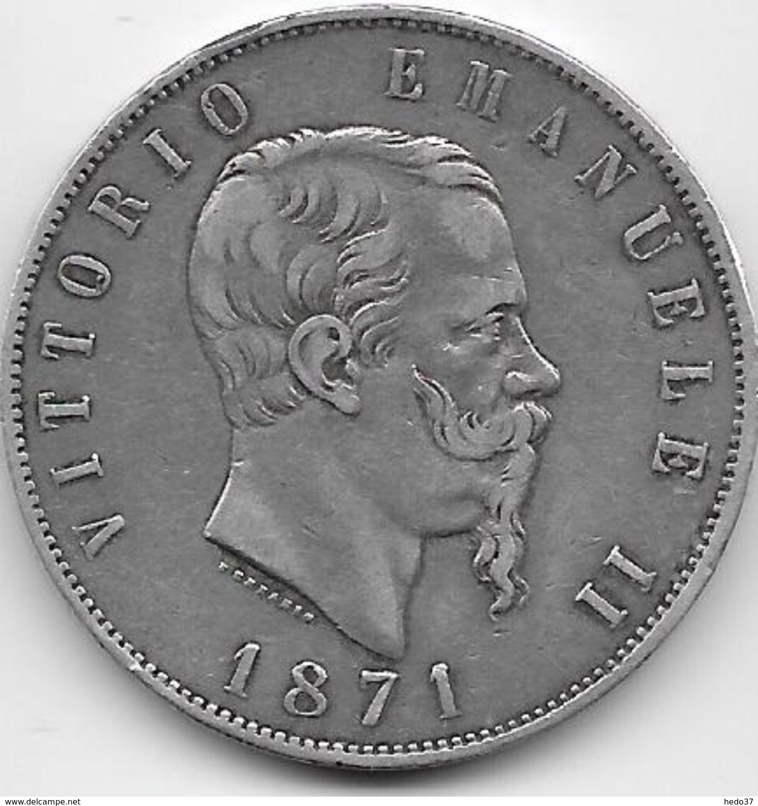 Italie - 5 Lires - 1871 A - Argent - 1861-1878 : Victor Emmanuel II