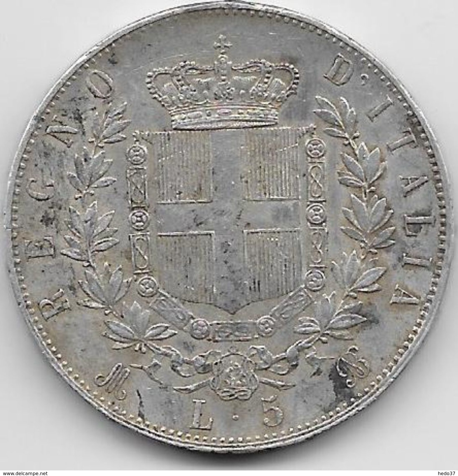 Italie - 5 Lires - 1874 - Argent - 1861-1878 : Victor Emmanuel II