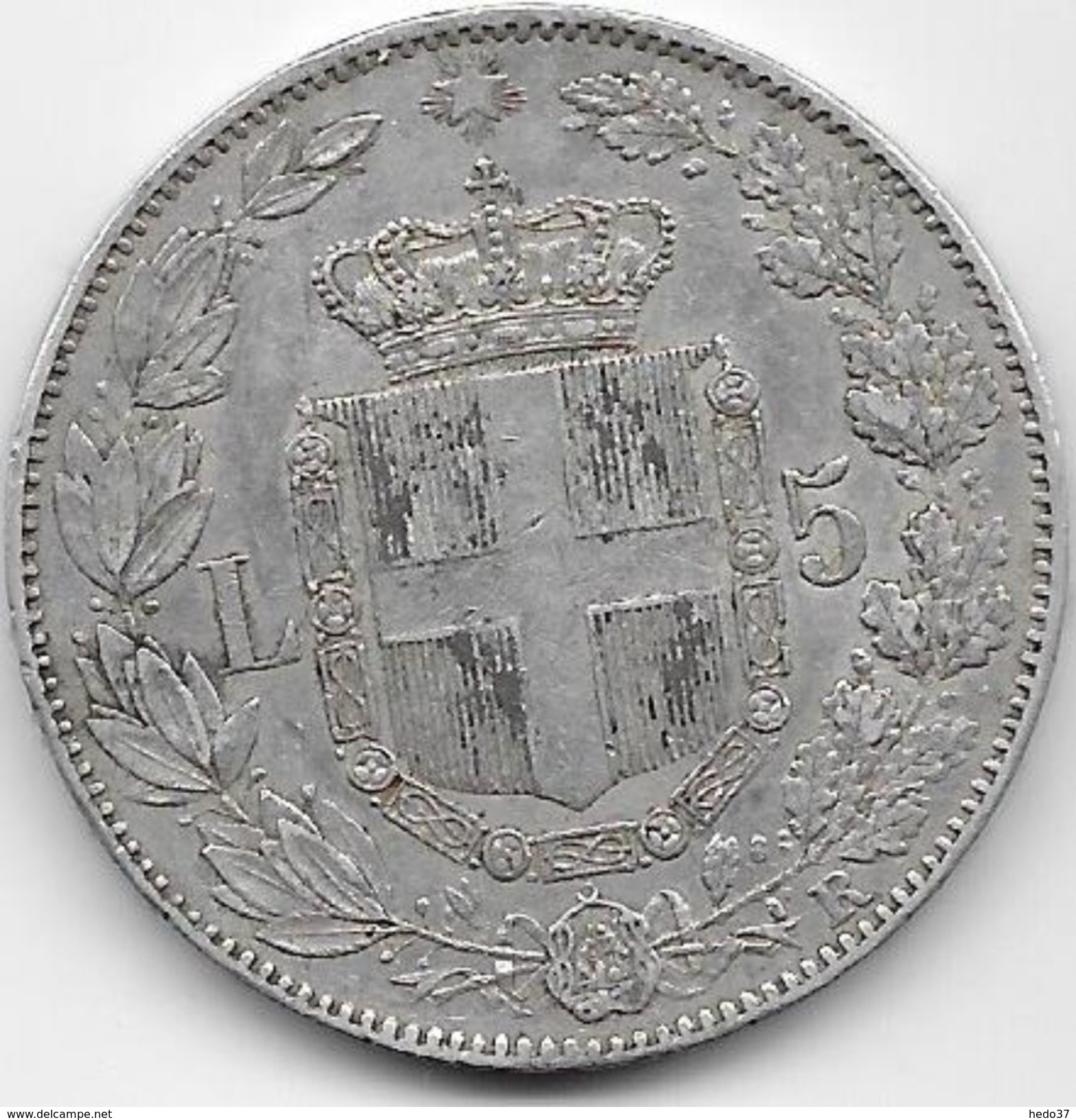 Italie - 5 Lires - 1879 R - Argent - 1878-1900 : Umberto I