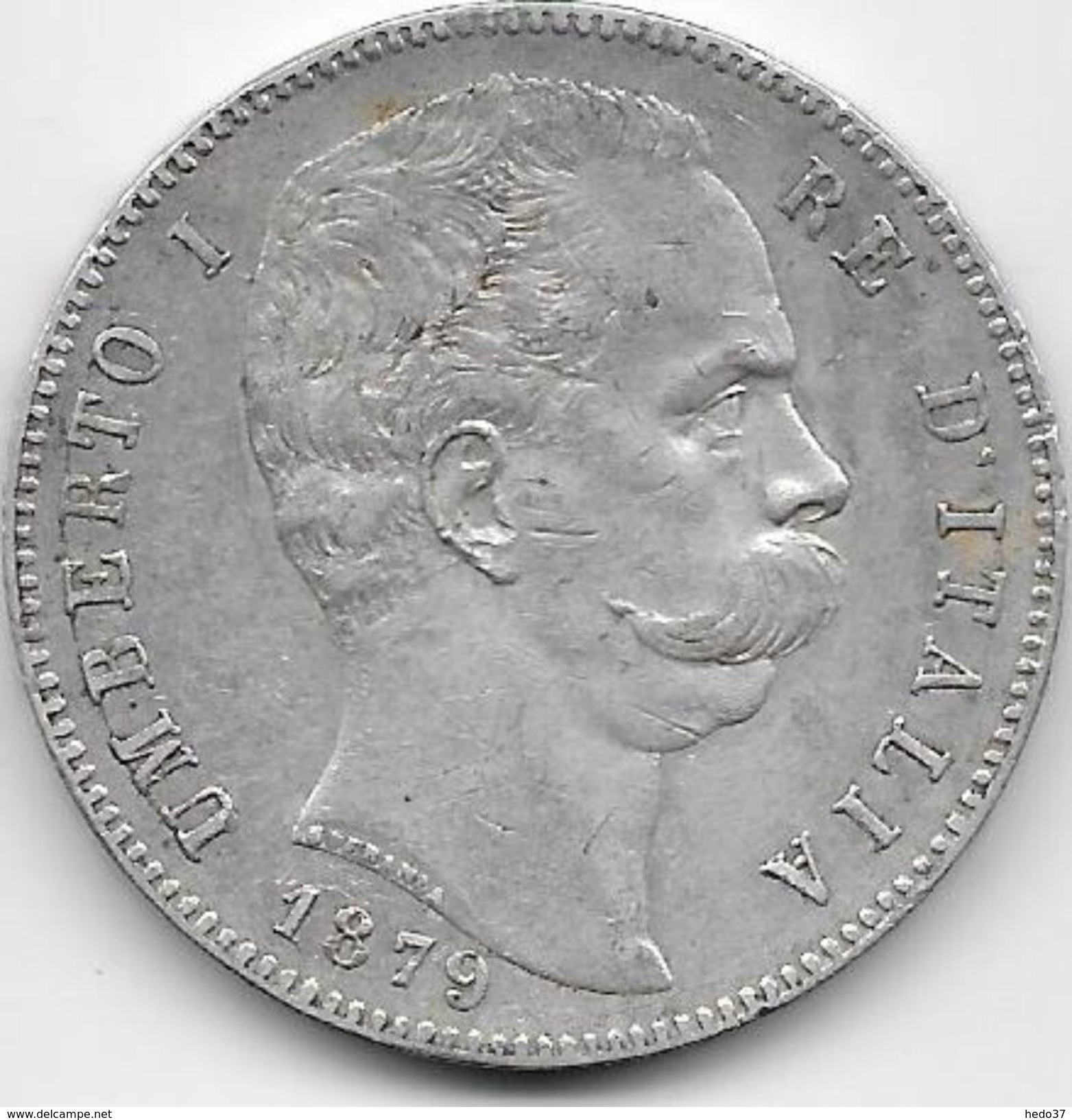 Italie - 5 Lires - 1879 R - Argent - 1878-1900 : Umberto I