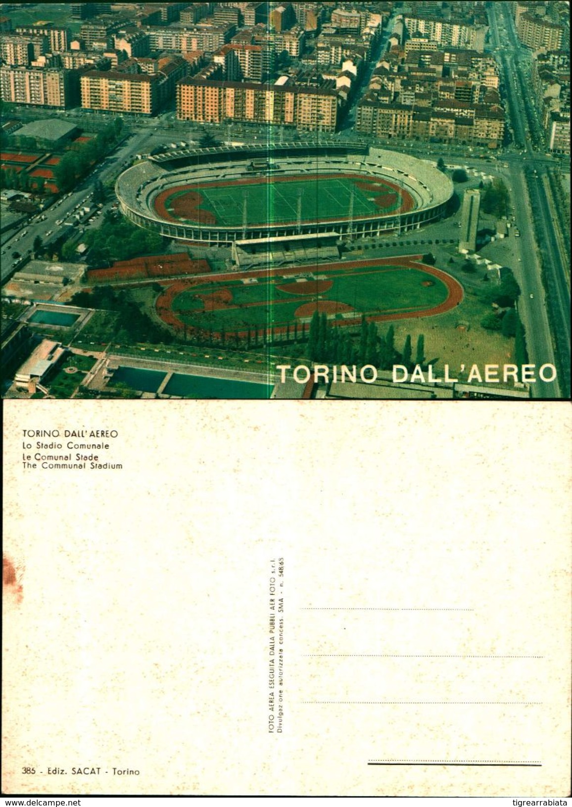 8103a)cartolina  Stadio-comunale Visto Dall 'aereo Ediz Sacat - Stadiums & Sporting Infrastructures