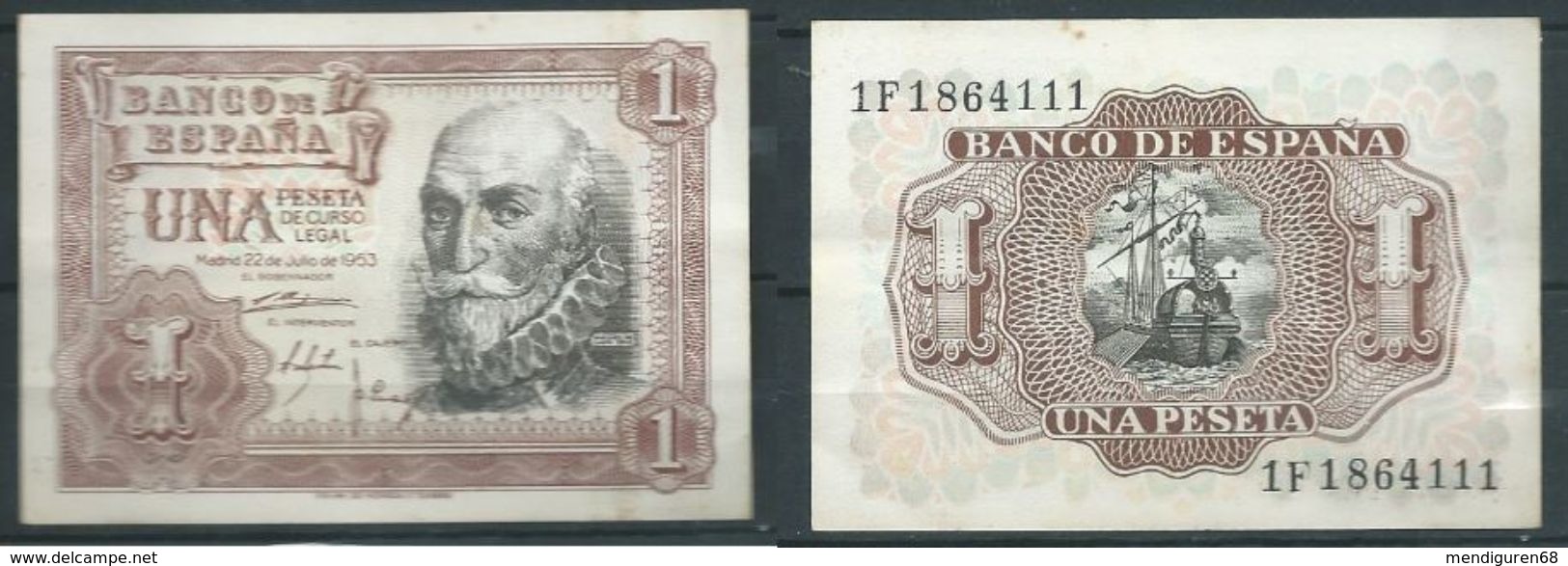 ESPAGNE SPANIEN SPAIN ESPAÑA 1953 12 JULIO MARQUE DE SANTACRUZ 1.00 PTAS ESTADO ESPAÑOL - 1-2 Pesetas