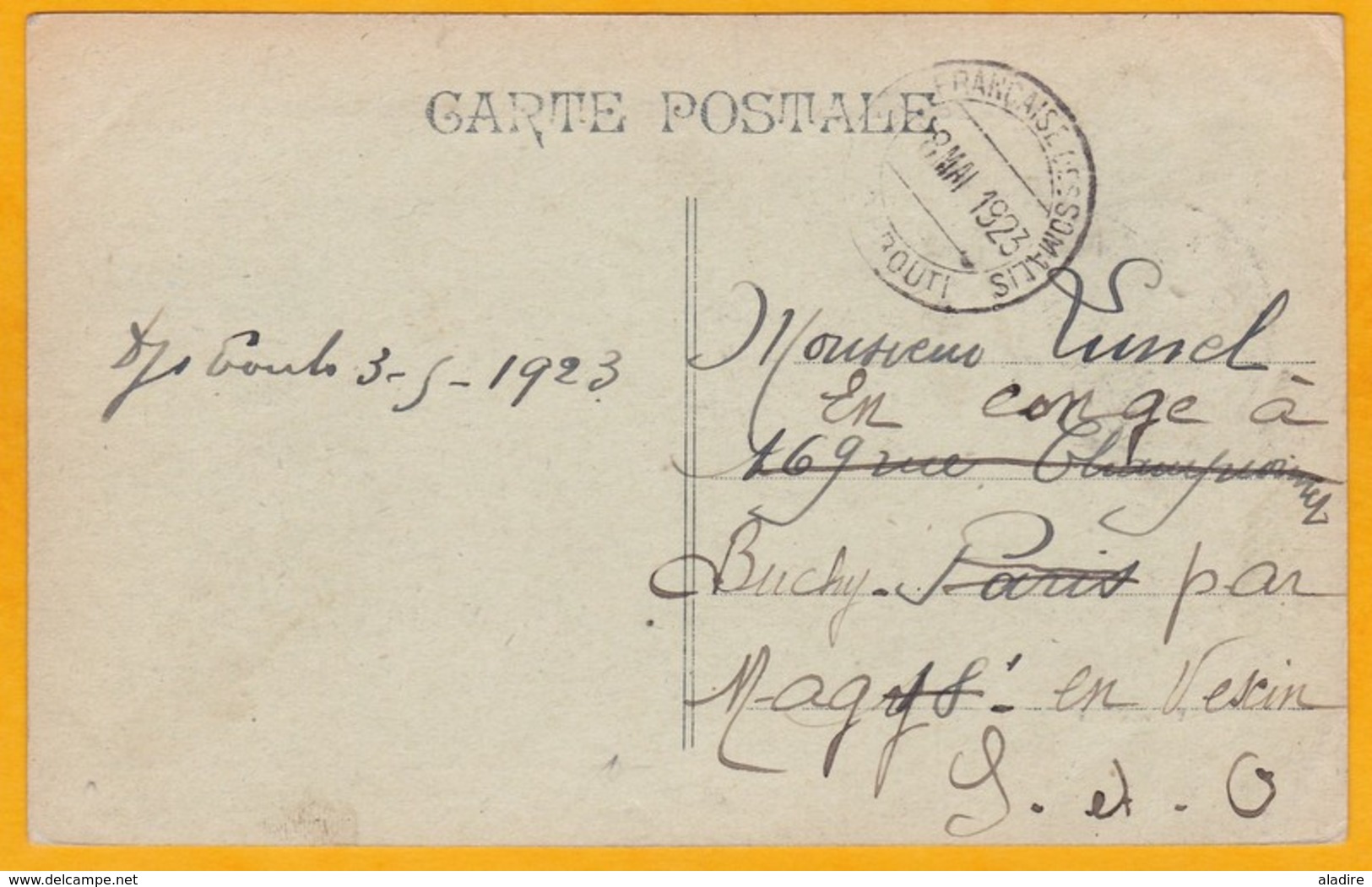1923 - CP De Djibouti, C. Fr. Des Somalis Vers Paris Puis Buchy - Affrt 10 C Seul - Vue  La Fontaine Des Somalis - Lettres & Documents