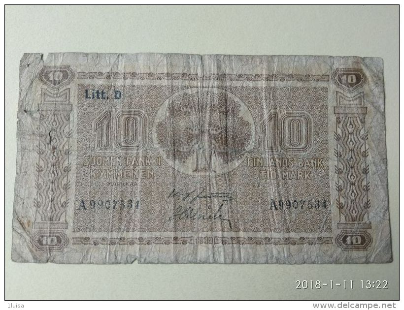 10 Markkaa 1939 - Finland