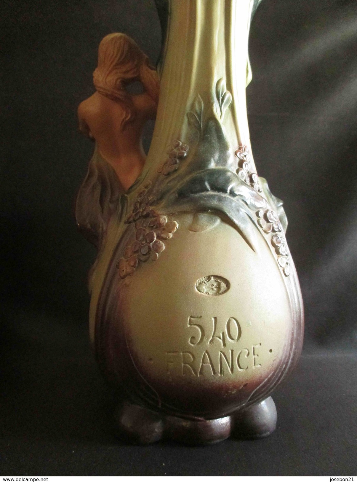 Deux Ancien Grand Vase Art Nouveau Plâtre Peint Baigneuse Fontaine Fin XIX ème - Other & Unclassified