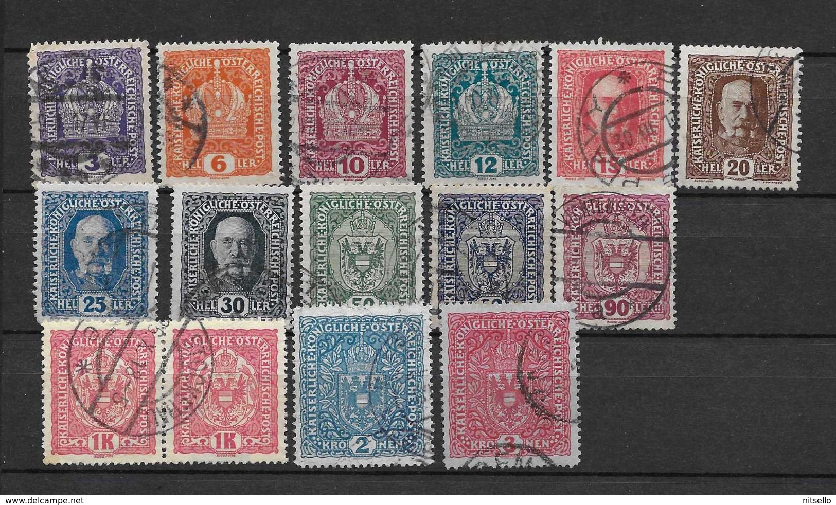 LOTE 1558  ///  AUSTRIA  1916-18  LOTE DE LA SERIE 143/161 - Usados