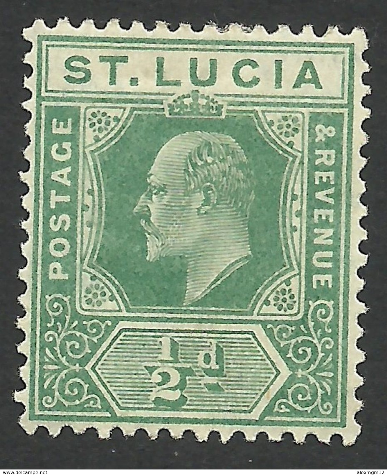 St. Lucia, 1/2 P. 1907,  Sc # 57, Mi # 47, MH.. - St.Lucia (...-1978)