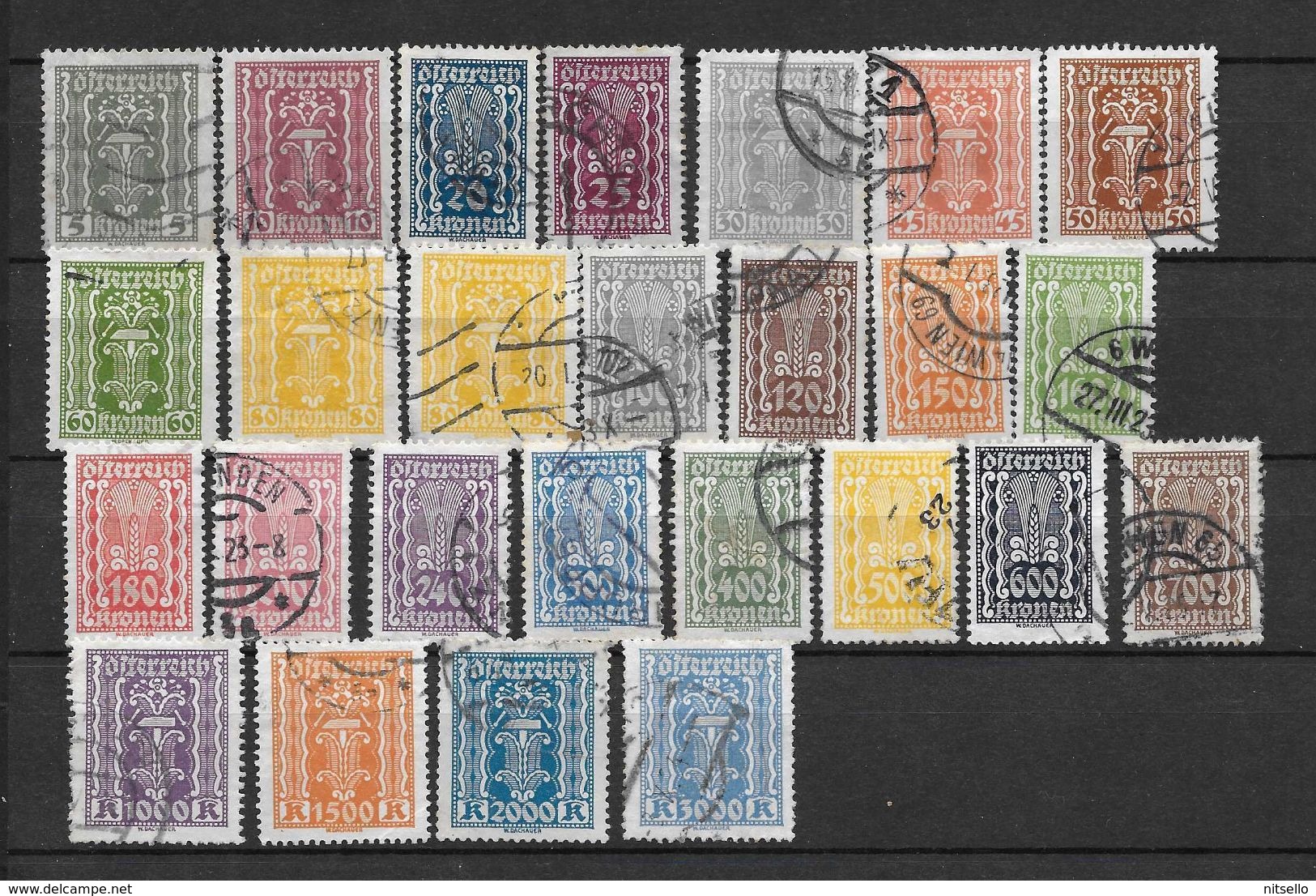 LOTE 1559  ///  AUSTRIA  1922   YVERT Nº: LOTE DE SELLOS DE LA SERIE 253/281 - Used Stamps