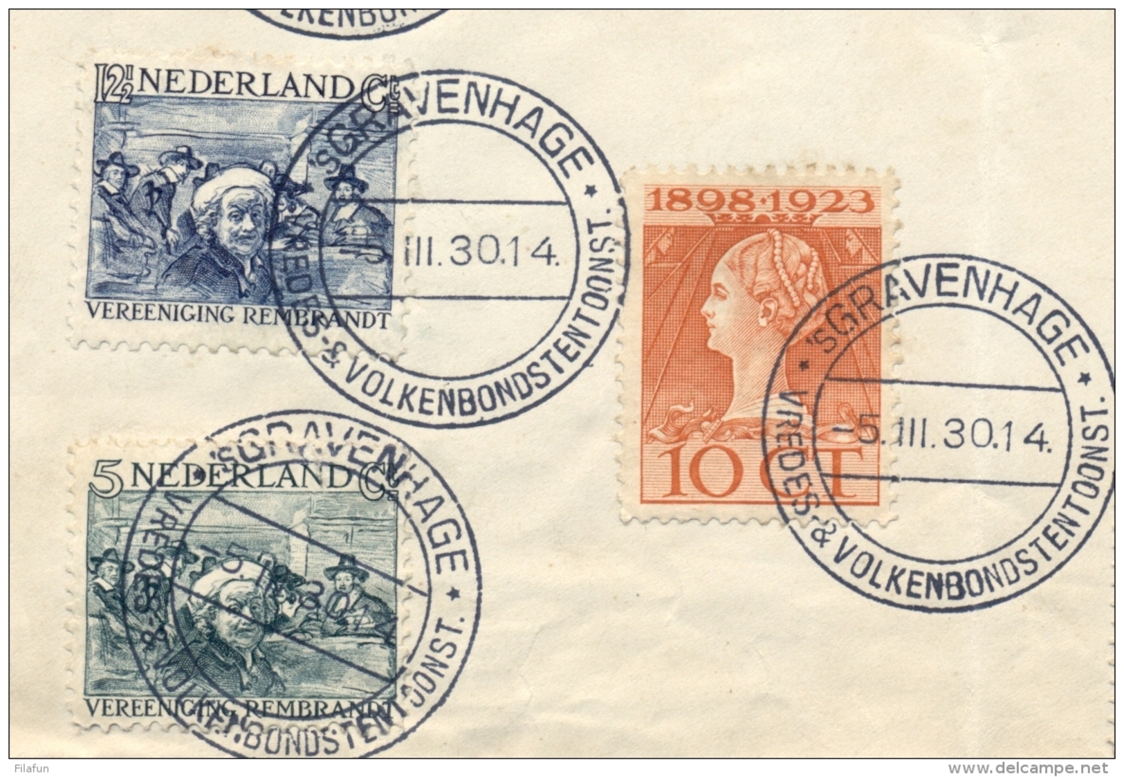 Nederland - 1930 - 8 Zegels Met Stempel Vredes- &amp; Volkenbondstentoonstelling 's Gravenhage Op Envelop - Brieven En Documenten