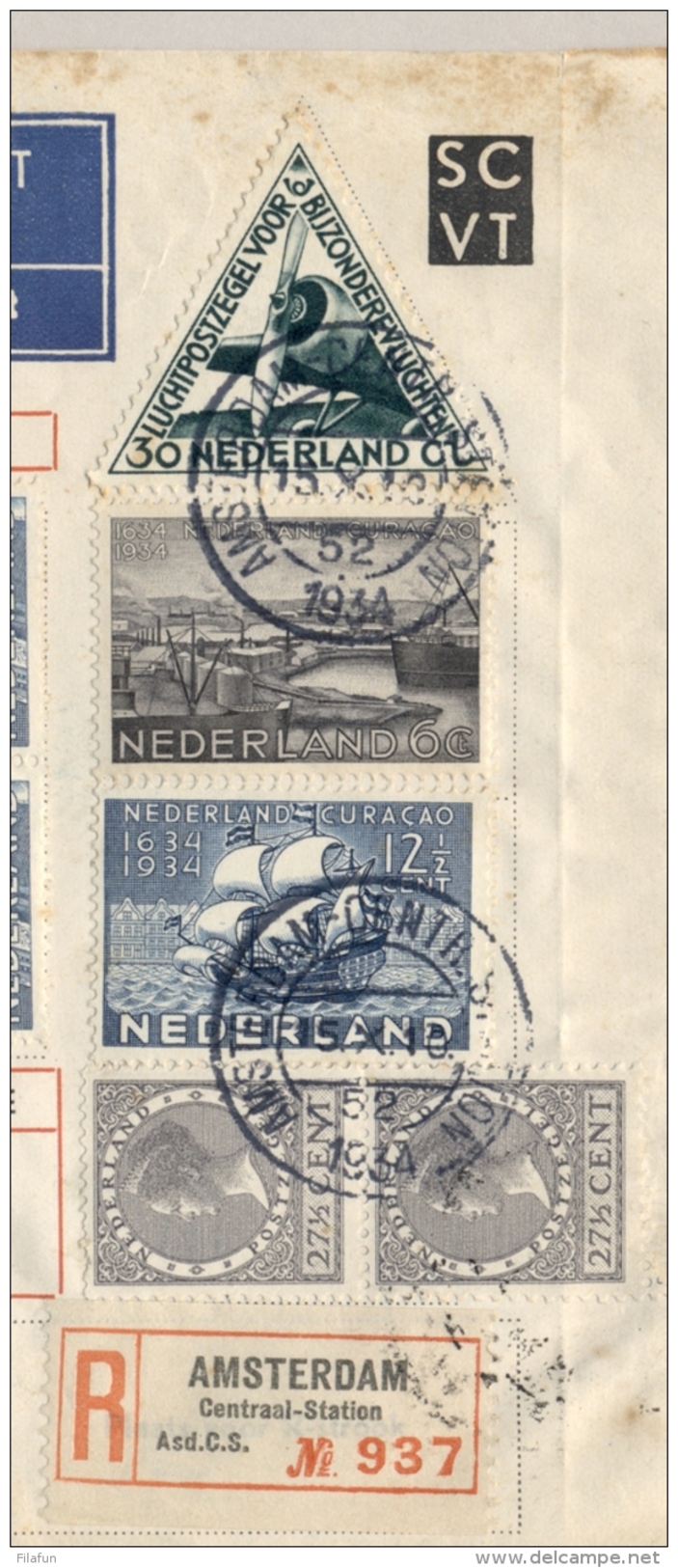 Nederlands Indië - 1934 - MacRobertson, Speciale SCVT Envelop (tuberculose) Batavia- Amsterdam- Melbourne - Niet 100% - Nederlands-Indië