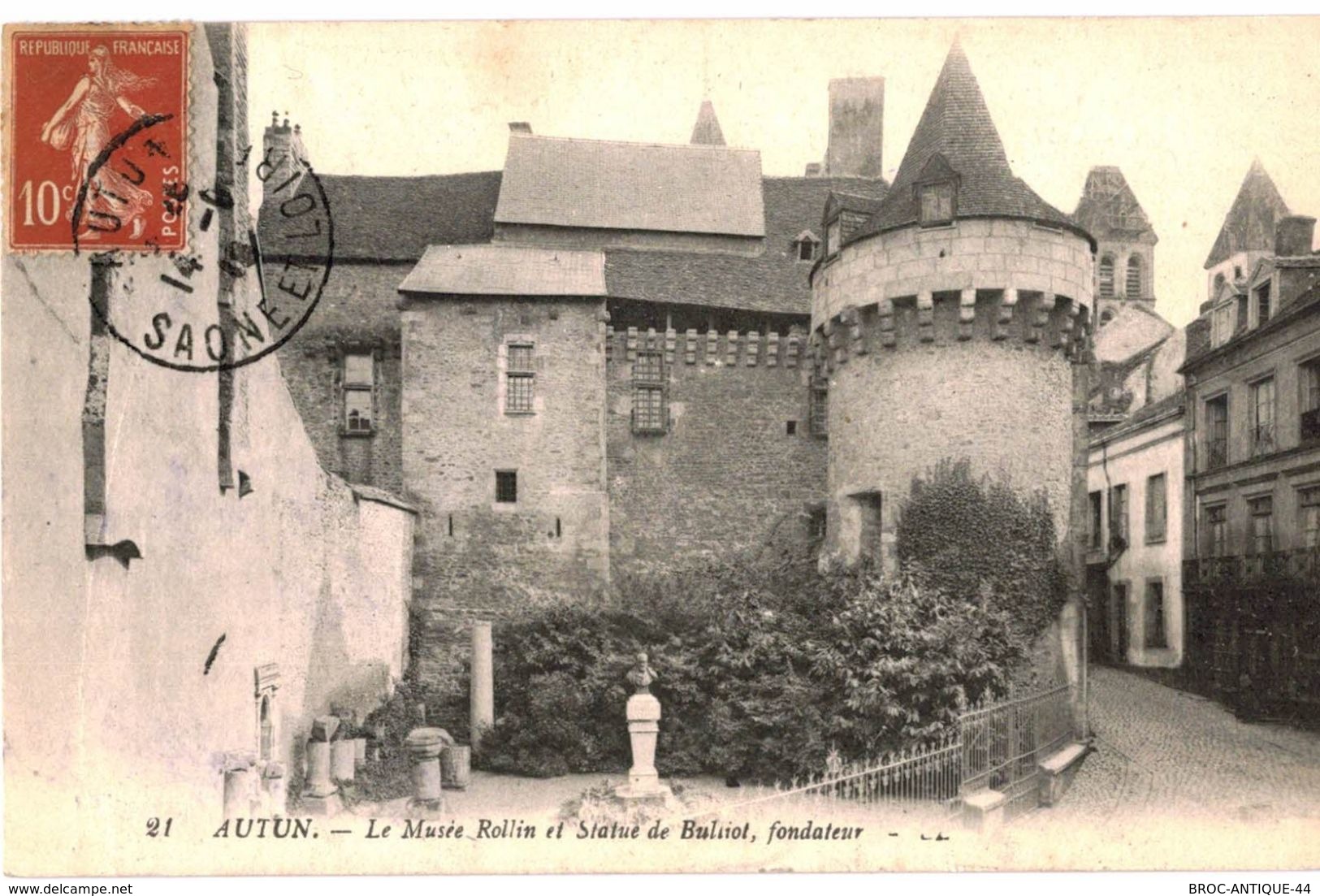 CPA N°17532 - LOT DE 2 CARTES D' AUTUN - LE MUSEE DE ROLLIN ET STATUE DE BULLIOT, FONDATEUR - Autun